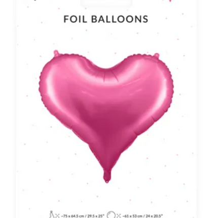 Balon foliowy Serce 75x64,5 cm różowy - balon foliowy