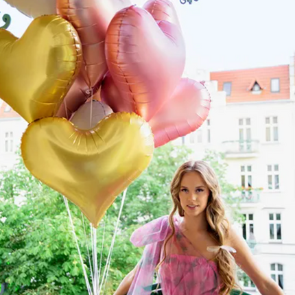 Balon foliowy Serce 75x64,5 cm złoty - balon foliowy