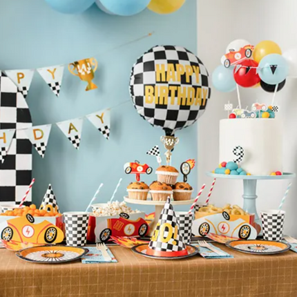 Balon foliowy Szachownica Happy Birthday 45 cm - balony