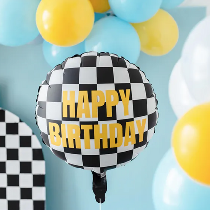 Balon foliowy Szachownica Happy Birthday 45 cm - balony