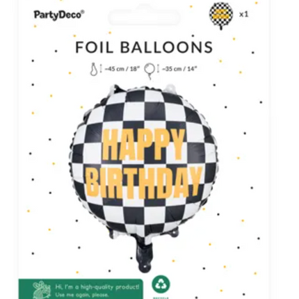 Balon foliowy Szachownica Happy Birthday 45 cm - balony