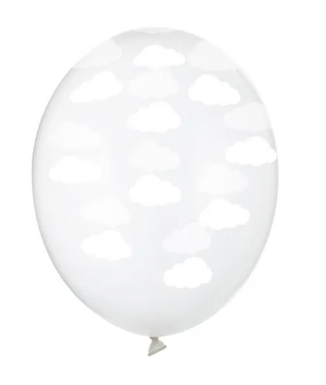 Balony 30cm Chmurki Crystal Clear opak. 50szt. - balony