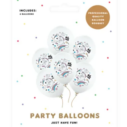 Balony 30cm Jednorożec Pastel Pure White (6szt.) - balony