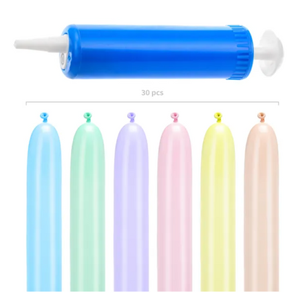 Balony modeliny pastelowe 130cm z pompką mix - balony