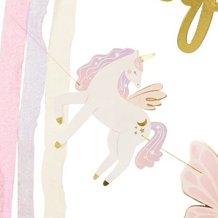 Baner Happy Birthday Jednorożec, 230x17.5 cm - Yooglo