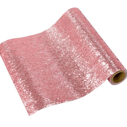 Bieżnik na stół Luxe różowe złoto brokat, 1,8 m - Yooglo