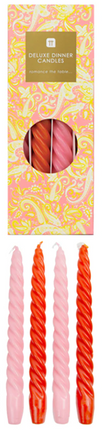 Boho spiralne świeczki różowy/czerwony 4szt - Yooglo