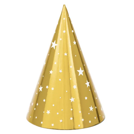 Czapeczki Gwiazdki złoty - czapeczki papierowe