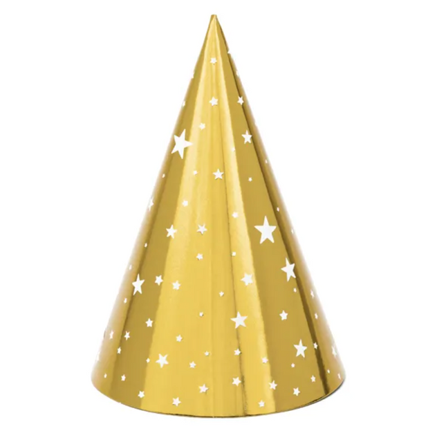Czapeczki Gwiazdki złoty - czapeczki papierowe