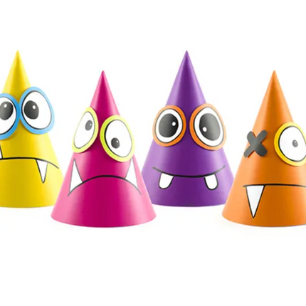 Czapeczki Potworki mix kolorów - czapeczki papierowe