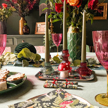 Czerwony mały świecznik szklany - Yooglo