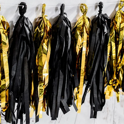 Girlanda frędzle czarno-złoty - frędzle