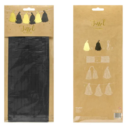 Girlanda frędzle czarno-złoty - frędzle