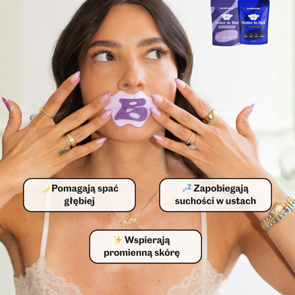 Jedwabna taśma na usta do spania – Better In Bed - Liliowy - taśma na usta