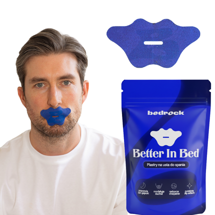 Jedwabna taśma na usta do spania – Better In Bed - Niebieski - taśma na usta