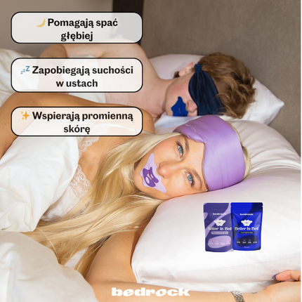 Jedwabna taśma na usta do spania – Better In Bed - Niebieski - taśma na usta