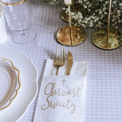 Kieszonka na sztućce ’’Chrzest Święty’’ 6szt - serwetki papierowe