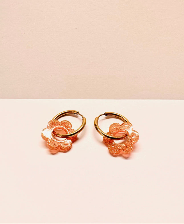 Kolczyki FLORE pomarańczowy brokat - Yooglo