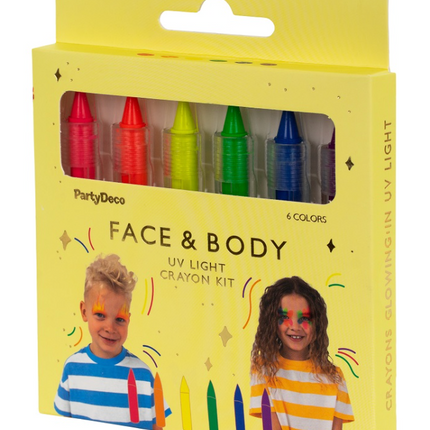 Kredki do malowania twarzy świecące w UV 6szt - Yooglo