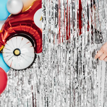 Kurtyna Party srebrny 100x200cm - kurtyna dekoracyjna