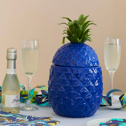 Niebieski ceramiczny pojemnik na lód w kształcie ananasa - Yooglo