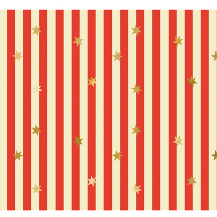 Obrus papierowy Pasy czerwone z gwiazdkami 180 x 120 cm - obrus papierowy