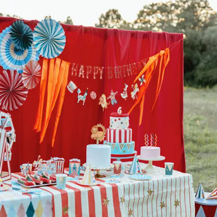 Obrus papierowy Pasy czerwone z gwiazdkami 180 x 120 cm - obrus papierowy