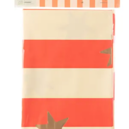 Obrus papierowy Pasy czerwone z gwiazdkami 180 x 120 cm - obrus papierowy