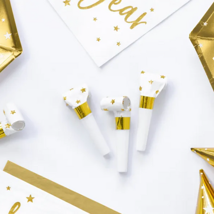 Papierowe gwizdki Gwiazdy biały - gwizdki