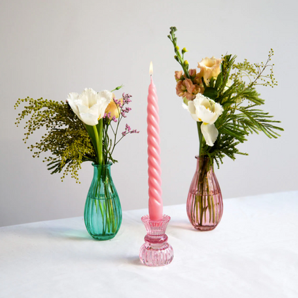 Różowy świecznik / wazonik szklany Light - Yooglo
