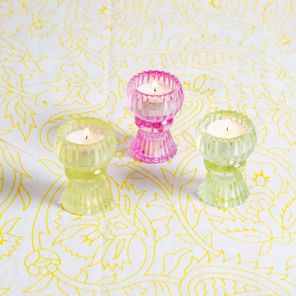 Różowy świecznik / wazonik szklany Light - Yooglo