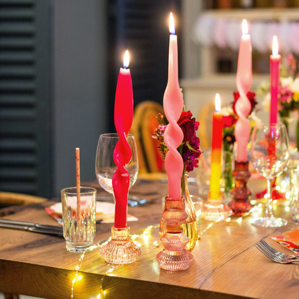 Średnie świeczniki szklane – różowe - Yooglo