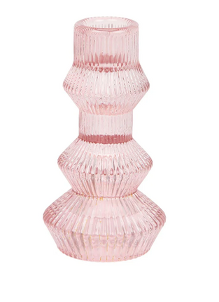 Średnie świeczniki szklane – różowe - Yooglo