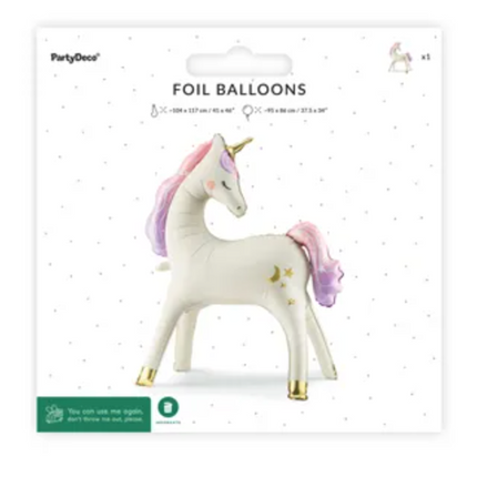 Stojący balon foliowy Jednorożec 95x86 cm - balony