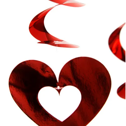 Świderki Serca czerwony 60cm - 5szt. - wiszące dekoracje