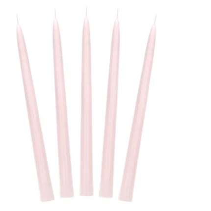 Świeca stożkowa matowa, brudny róż, 24cm - Yooglo