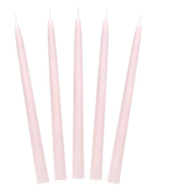 Świeca stożkowa matowa, brudny róż, 24cm - Yooglo