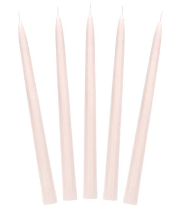 Świeca stożkowa matowa, nude, 24cm - Yooglo