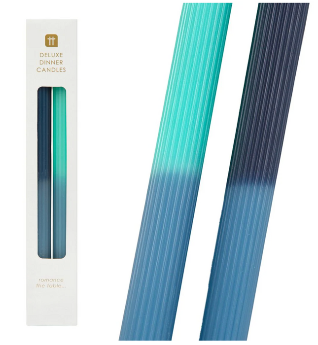 Świece stołowe Ombre Wax – niebiesko-zielone, 2 szt - Yooglo