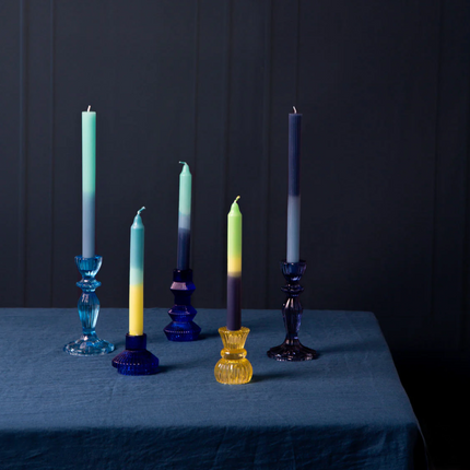 Świece stołowe Ombre Wax – niebiesko-zielone, 2 szt - Yooglo