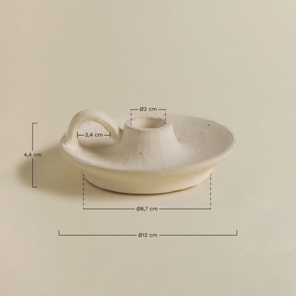 Świecznik ceramiczny Laisne - kolor: kremowy - Yooglo