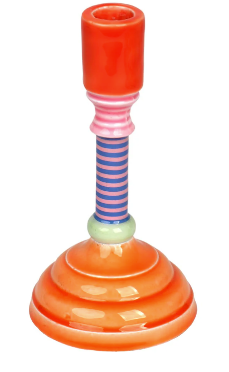 Świecznik emaliowany – pomarańczowy, 18 cm - Yooglo