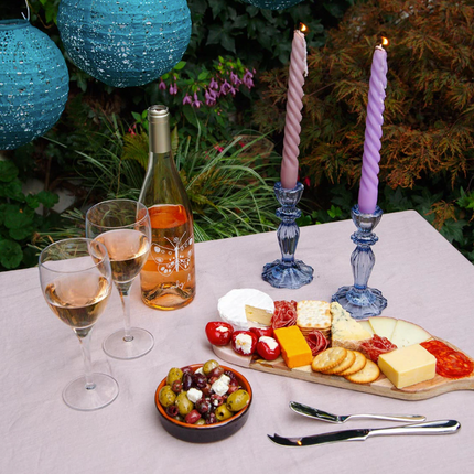 Szklany świecznik Boho – wysoki, ciemnoniebieski - Yooglo