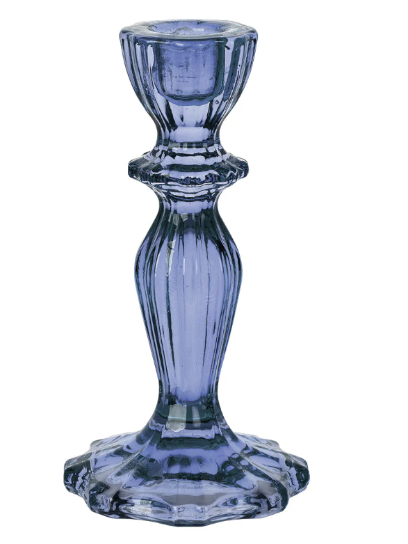 Szklany świecznik Boho – wysoki, ciemnoniebieski - Yooglo