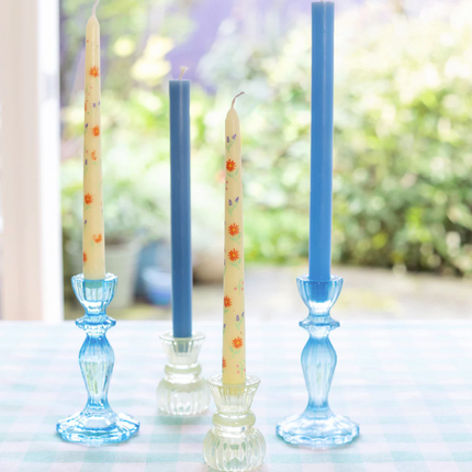Szklany świecznik Boho – wysoki, jasnoniebieski - Yooglo