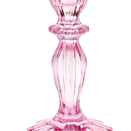 Szklany świecznik Boho – wysoki, różowy - Yooglo