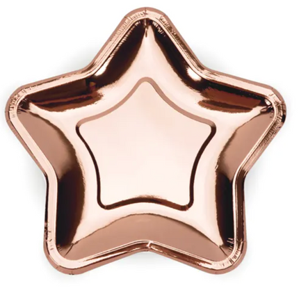 Talerzyki Gwiazdka różowe złoto 18cm - talerzyki papierowe