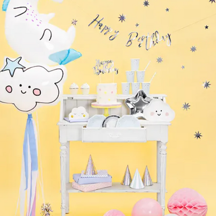 Talerzyki Gwiazdka srebrny 23cm - talerzyki papierowe