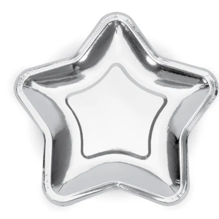 Talerzyki Gwiazdka srebrny 23cm - talerzyki papierowe