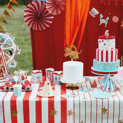 Talerzyki Paski Cyrk 18x18 cm mix - talerzyki papierowe